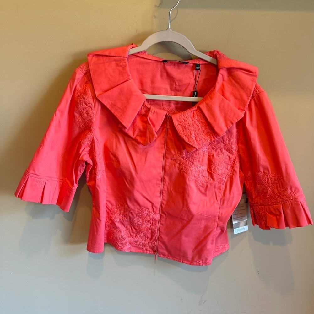 Samuel Dong Coral Blouse with Ruffled Sleeves